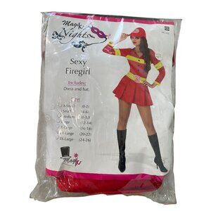 Magik Nights Sexy Firegirl Costume Plus Size 2X Includes Dress Hat Halloween NEW